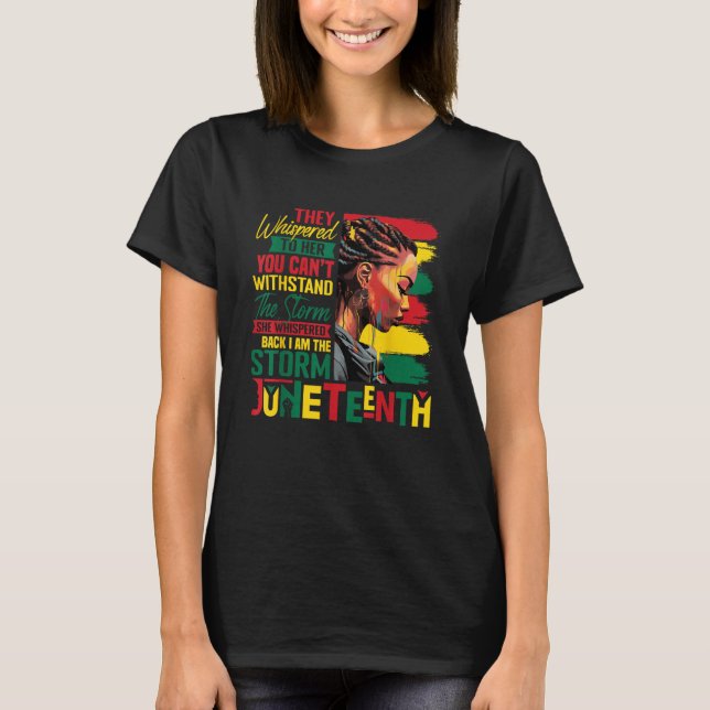 Juneteenth 1865 African Flag Black Queen Afro  T-Shirt (Front)