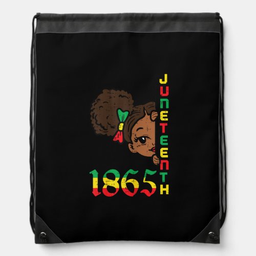 Juneteenth 1865 Afro Girl Black American Girls Kid Drawstring Bag