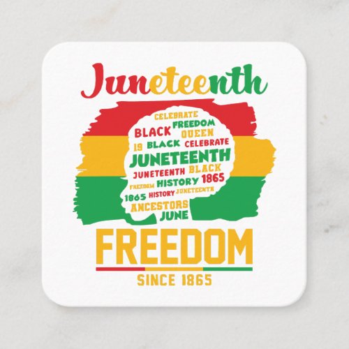 Juneteenth 1865 Black History Month African amer Square Business Card