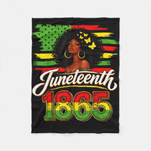 Juneteenth 1865 black woman american flag girl fleece blanket