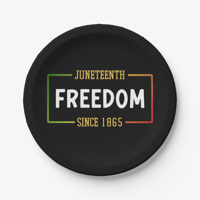 Juneteenth 1865 Celebrating Black Freedom Paper Plates (Front)