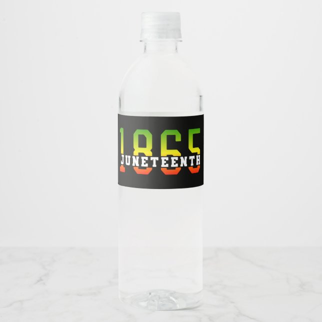 Juneteenth 1865 Celebrating Black Freedom Water Bottle Label (Front)