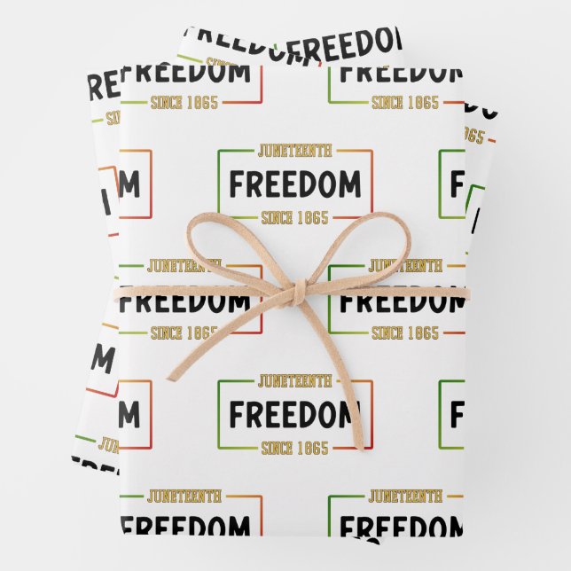Juneteenth 1865 Celebrating Black Freedom Wrapping Paper Sheets (In situ)