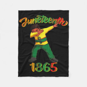 Juneteenth 1865 Dab Black Man Brown Skin Afro Amer Fleece Blanket