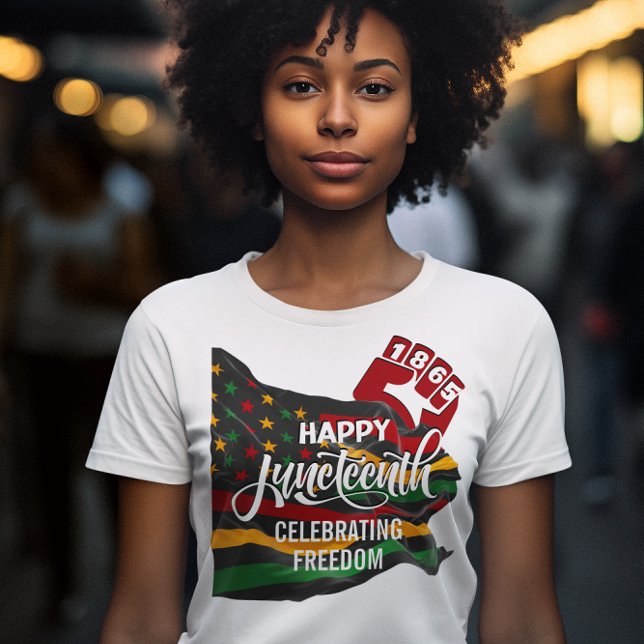 JUNETEENTH 1865 Flag Celebrating Freedom T-Shirt (Choose from a stylish selection of Juneteenth apparel and gifts to celebrate Juneteenth.)