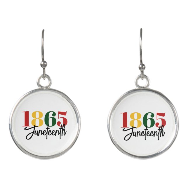 Juneteenth 1865 Freedom Black History Celebration Earrings (Front)