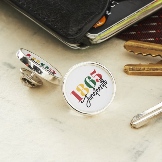 Juneteenth 1865 Freedom Black History Celebration Lapel Pin (In Situ)