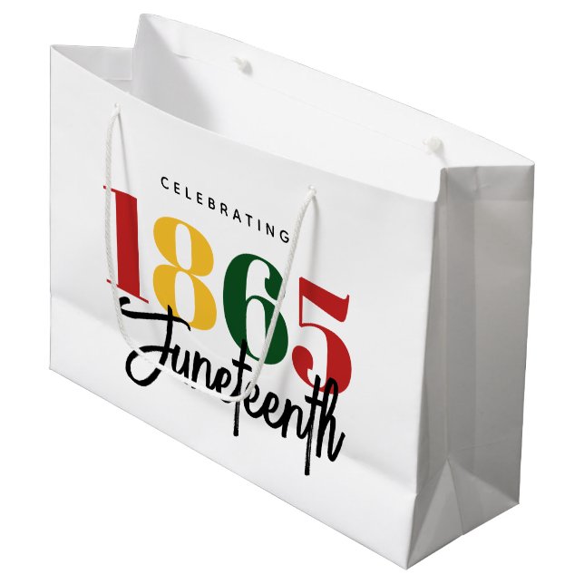 Juneteenth 1865 Freedom Black History Celebration Large Gift Bag (Front Angled)