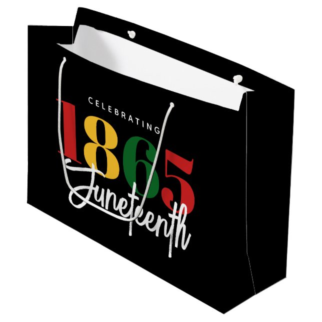 Juneteenth 1865 Freedom Black History Celebration Large Gift Bag (Front Angled)