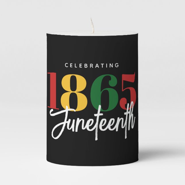Juneteenth 1865 Freedom Black History Celebration Pillar Candle (Front)