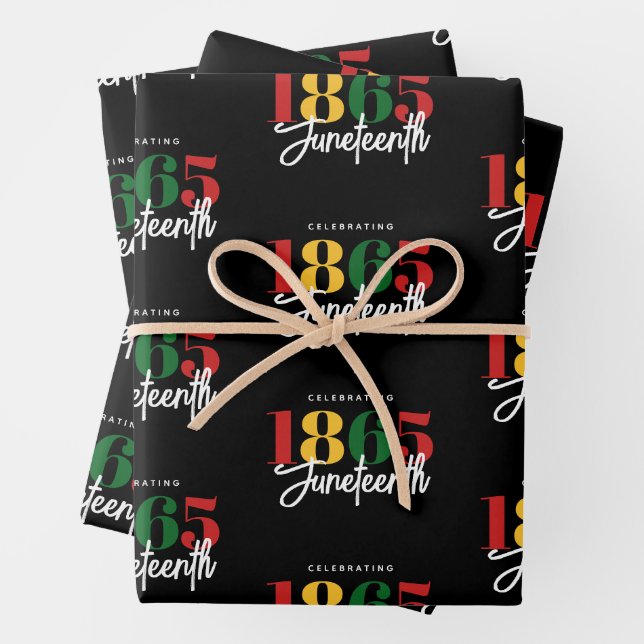 Juneteenth 1865 Freedom Black History Celebration Wrapping Paper Sheets (In situ)