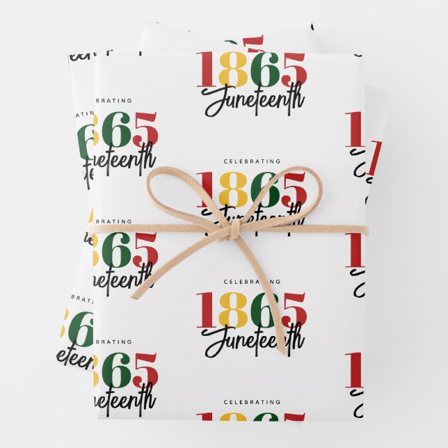Juneteenth 1865 Freedom Black History Celebration Wrapping Paper Sheets (In situ)