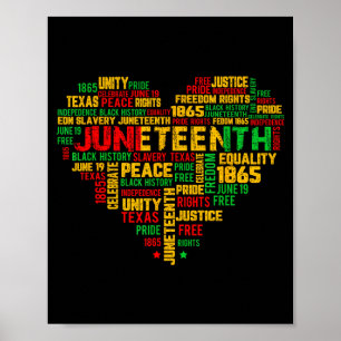 Juneteenth 1865 heart black history freedom poster