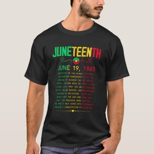 Juneteenth 1865 Juneteenth African American June 1 T_Shirt