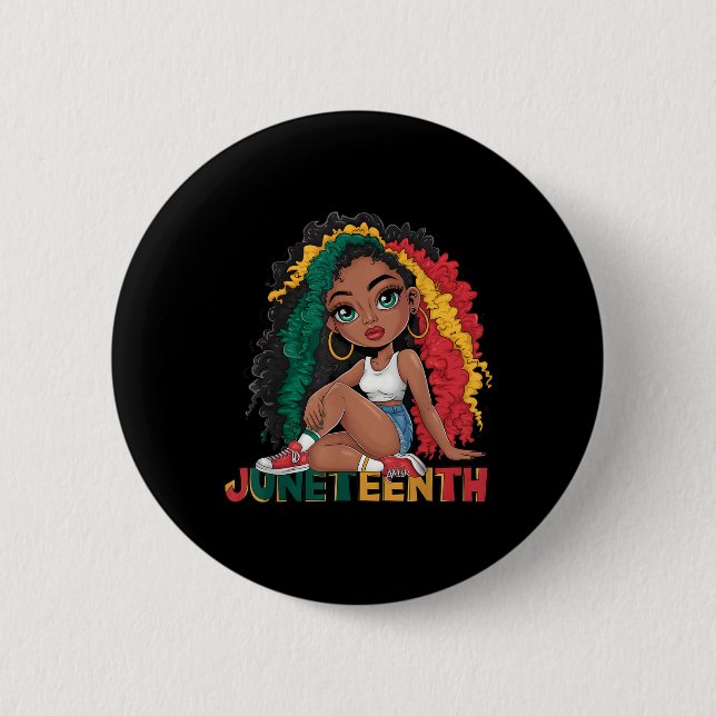 Juneteenth 1865 Juneteenth Black Queen Juneteenth  Button (Front)
