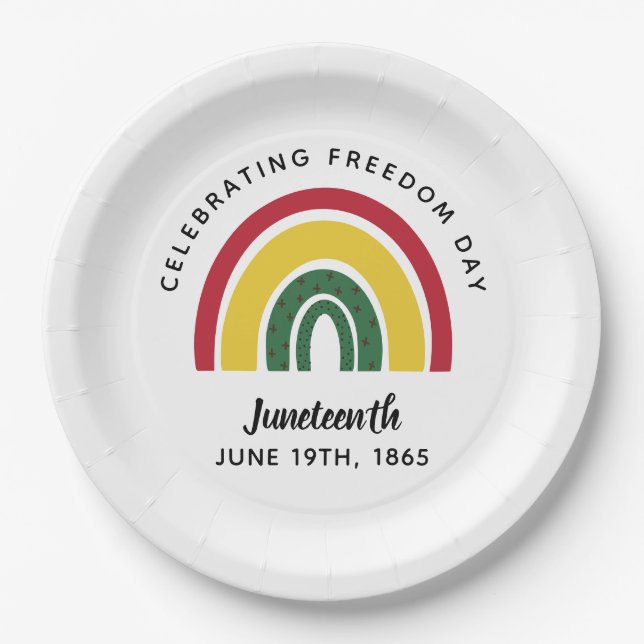Juneteenth 1865 Rainbow Celebrating Freedom Day Paper Plates (Front)