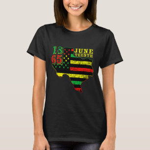 Juneteenth 1865 Texas Map American Flag Afro Men W T-Shirt