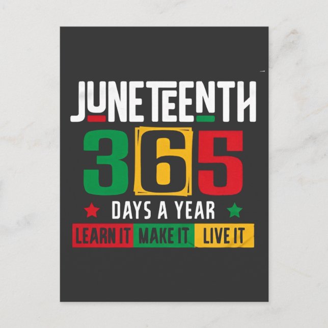 Juneteenth 365 Days a Year Learn It Like It Live  Invitation Postcard (Front)