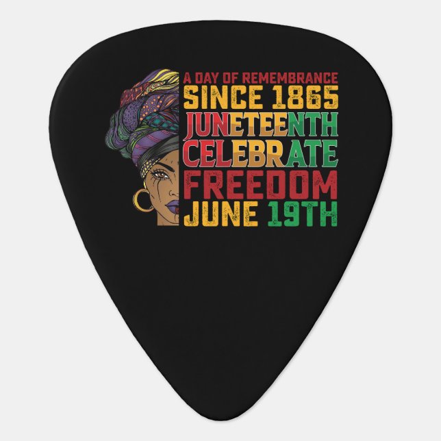 Juneteenth A Day Of Remembrance Black Freedom Guitar Pick (Front)