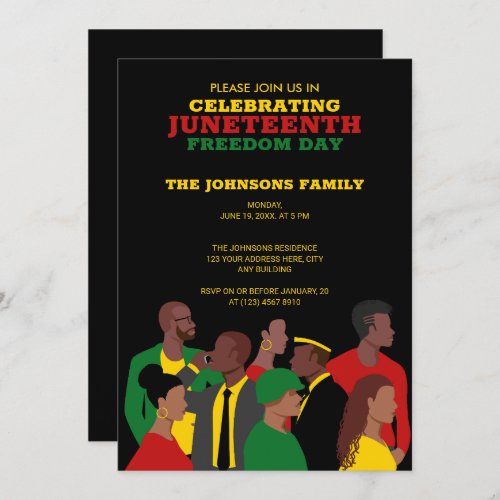 Juneteenth  African American Freedom Day Black Invitation