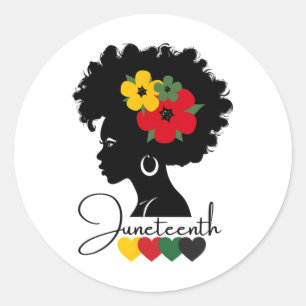 Juneteenth African American Woman Freedom Day Silh Classic Round Sticker