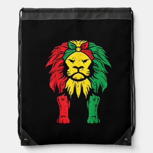Juneteenth African Lion Rasta Reggae Men Women Kid Drawstring Bag