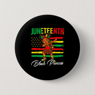 Juneteenth afro girl dabbing black princess kids button