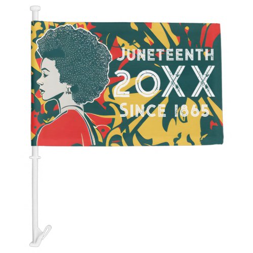 Juneteenth Afro Hair Women 1865 Emancipation Pop Car Flag