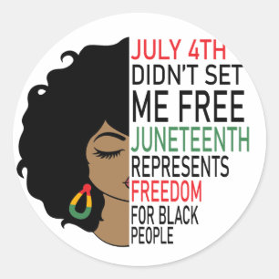 Juneteenth Afro Woman Black Girl Classic Round Sticker