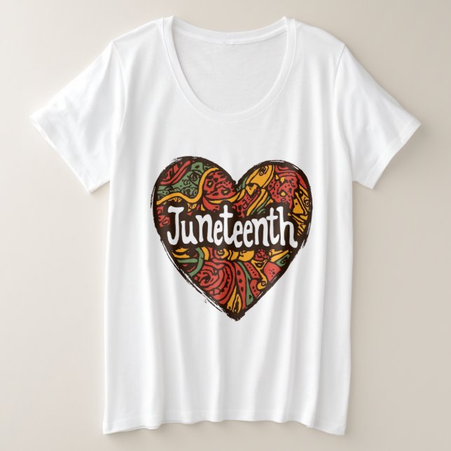 Juneteenth afrocentric patterns heart  plus size T-Shirt (Design Front)