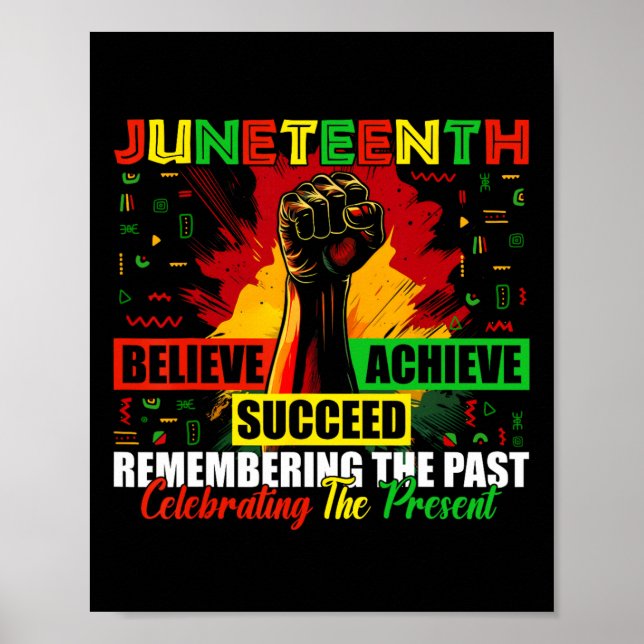 Juneteenth Believe Succeed Remembering The Past Af Poster (Front)
