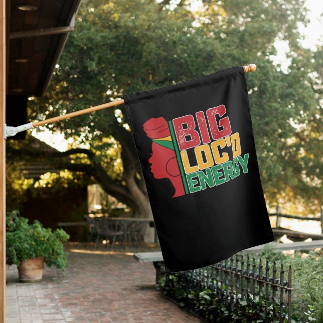 Juneteenth Big Loc'd Energy Black Freedom House Flag (In SItu)