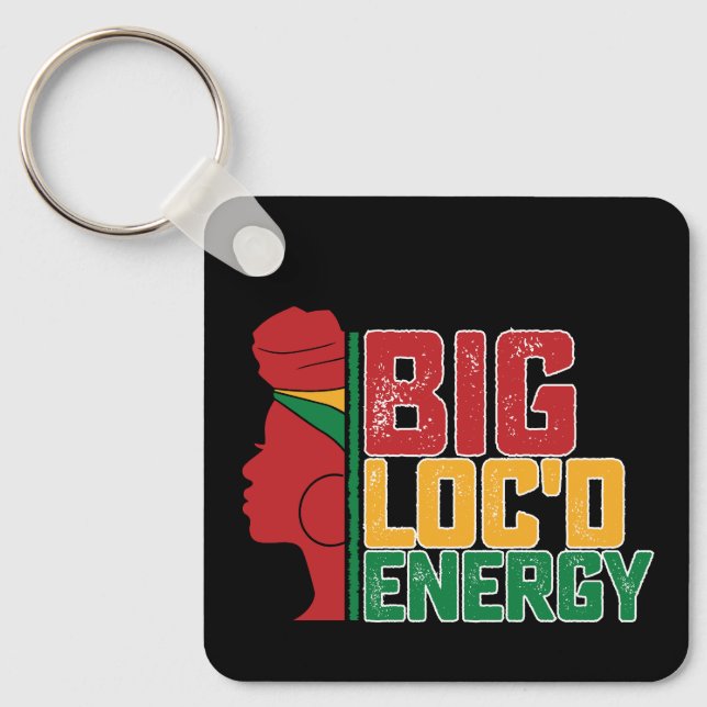 Juneteenth Big Loc'd Energy Black Freedom Keychain (Front)