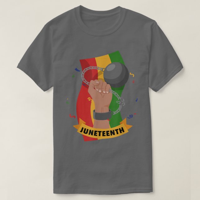 Juneteenth Black African American Celebrating Free T-Shirt (Design Front)