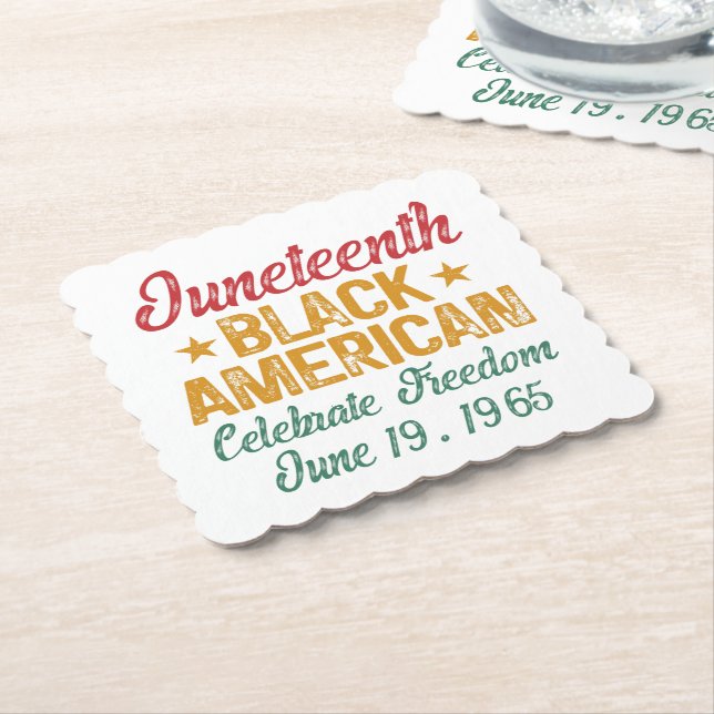 Juneteenth Black American Celebrate Freedom Cool Paper Coaster (Angled)