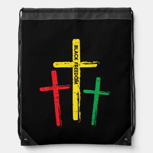 Juneteenth Black Freedom Cross 1865 Christian Men  Drawstring Bag