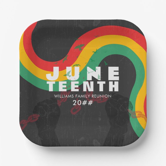 Juneteenth Black History 1865 Freedom Celebration Paper Plates (Front)