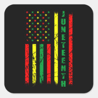 Juneteenth Black History Colorful American Flag Square Sticker