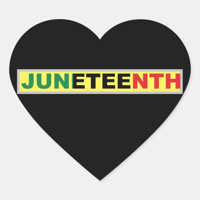 Juneteenth Black Independence Day Heart Sticker (Front)