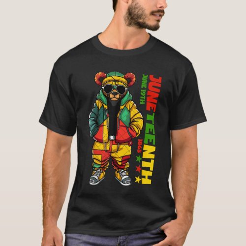 Juneteenth Black King Hip Hop Teddy Bear African T_Shirt