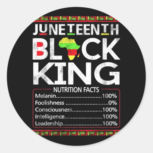 Juneteenth Black King Melanin Dad Fathers Day Classic Round Sticker