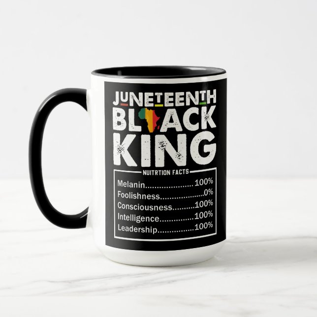 Juneteenth Black King Nutritional Facts Melanin  Mug (Left)