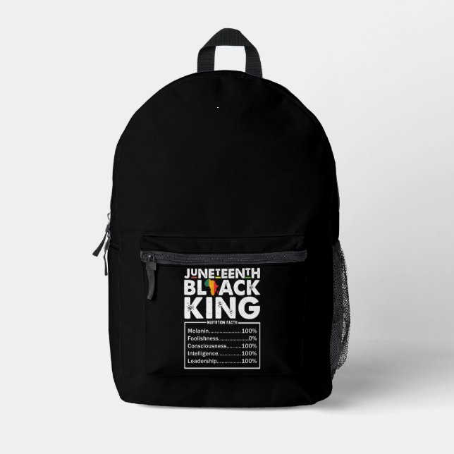 Juneteenth Black King Nutritional Facts Melanin  Printed Backpack (Front)