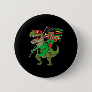 Juneteenth Black King Riding T Rex Dino Fun Boys K Button