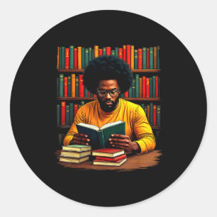 Juneteenth Black Man Reading Books Classic Round Sticker
