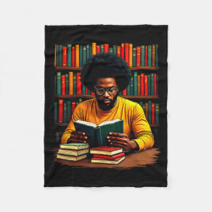 Juneteenth Black Man Reading Books Fleece Blanket