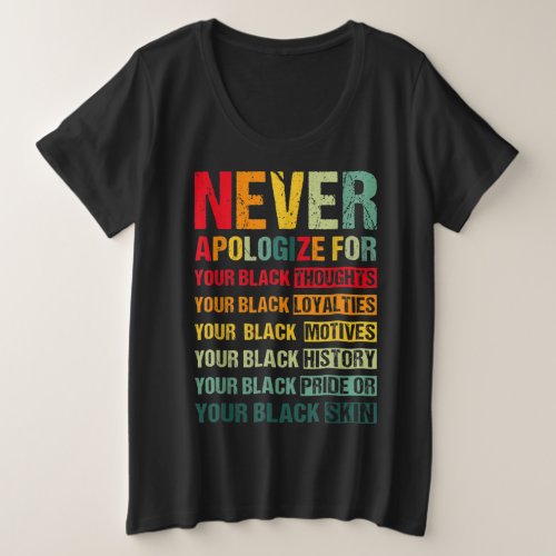 Juneteenth Black Pride Never Apologize For Your Bl Plus Size T_Shirt