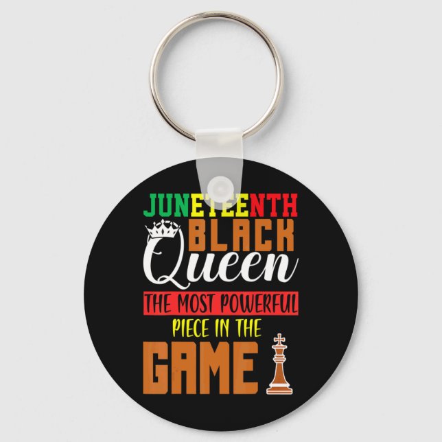 juneteenth black queen most powerful chess african keychain (Front)