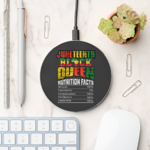 Juneteenth Black Queen Nutrition Facts Wireless Charger