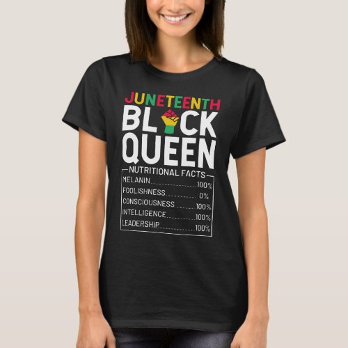 Juneteenth Black Queen Nutritional Facts T_Shirt